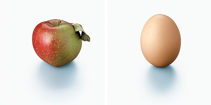 Apfel und Ei - Stillleben aus der Serie "Sprichwörter"